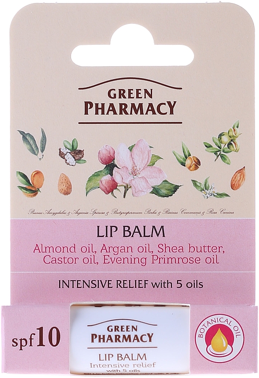Lippenbalsam mit 5 pflanzlichen Ölen - Green Pharmacy Lip Balm With 5 Oils, SPF 10
