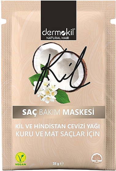 Maske für trockenes Haar mit Kokosöl - Dermokil Clay and Coconut Hair Mask  — Bild N1