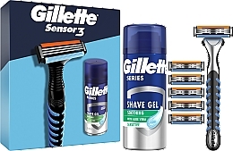 Rasierpflegeset - Gillette Sensor 3 (Rasierer 1 St. + Rasiergel 75ml + Ersatzklingen 5 St.) — Bild N2