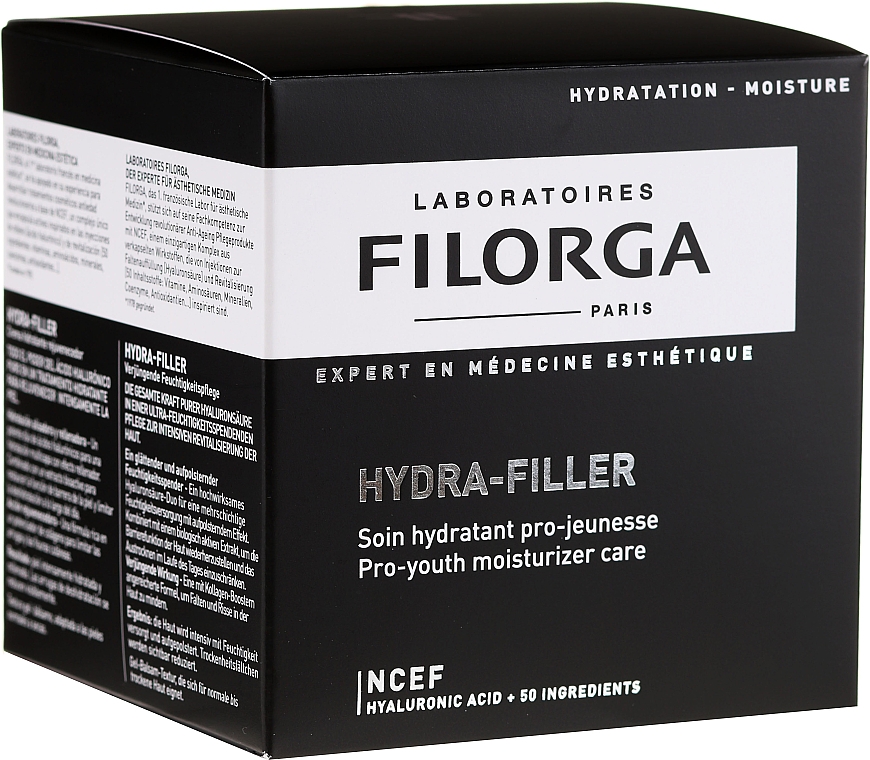 Feuchtigkeitsspendende und verjüngende Gesichtscreme mit Hyaluronsäure - Filorga hydra-filler