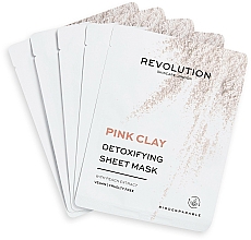 Düfte, Parfümerie und Kosmetik Gesichtspflegeset - Revolution Skincare Pink Clay Detoxifying Sheet Mask (Tuchmaske für das Gesicht 5 St.)
