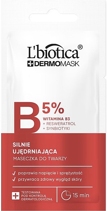 Intensiv straffende Express-Gesichtsmaske mit Vitamin B3 - L'biotica Dermomask  — Bild N1