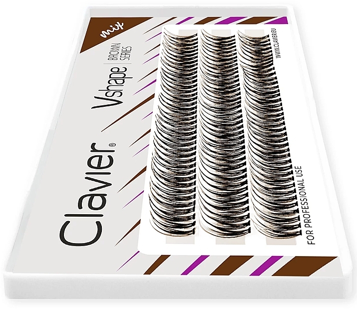 Künstliche Wimpern braun 10, 12, 14 mm C-Kurve 10D - Clavier Vshape Brown Series Mix  — Bild N2