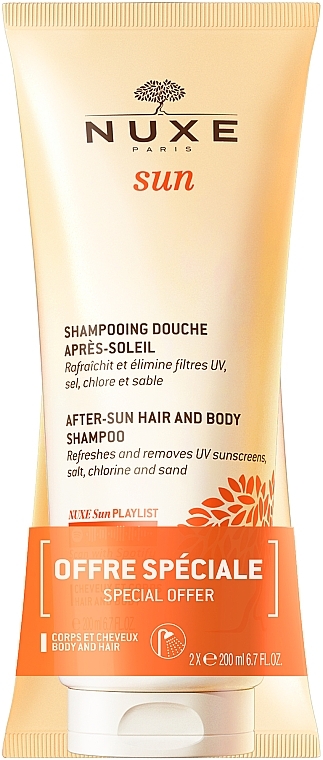 Haar- und Körperpflegeset - Nuxe Sun After-Sun Hair & Body Shampoo DuoPack (Shampoo-Duschgel 2x200ml) — Bild N1