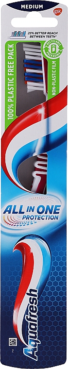 Zahnbürste mittel rosa-weiß-blau - Aquafresh All In One Protection — Bild N1