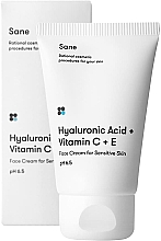 Düfte, Parfümerie und Kosmetik Gesichtscreme mit Hyaluronsäure und Vitaminen C + E für empfindliche Haut - Sane Hyaluronic Acid + Vitamin C + E Face Cream For Sensitive Skin