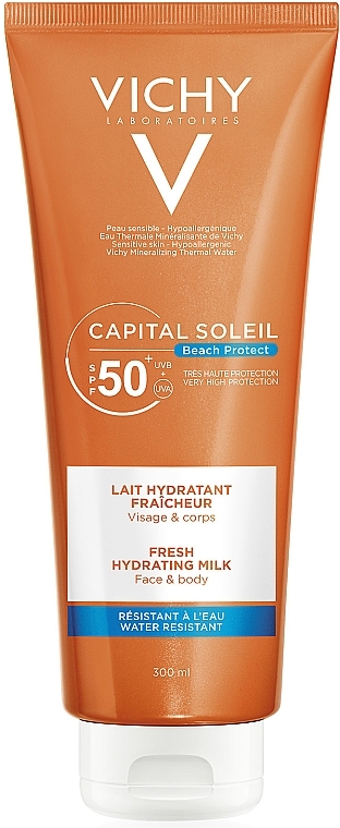 Sonnenschutzmilch für Körper und Gesicht mit Hyaluronsäure SPF 50+ - Vichy Capital Soleil Beach Protect Lait Multi Protection SPF50