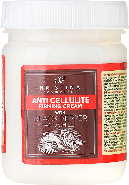 Anti-Cellulite Körpercreme mit schwarzem Pfeffer und Chili - Hristina Cosmetics Anti Cellulite Firming Cream