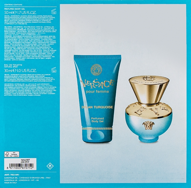 Versace Set Versace Dylan Turquoise Pour Femme - Duftset (Eau de Toilette 30ml + Körpergel 50ml) — Bild N3