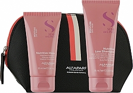 GESCHENK! Probenset für das Haar - Alfaparf Semi di Lino Moisture Travel Set (Shampoo 75ml + Maske 50ml + Kosmetiktasche 1 St.) — Bild N1