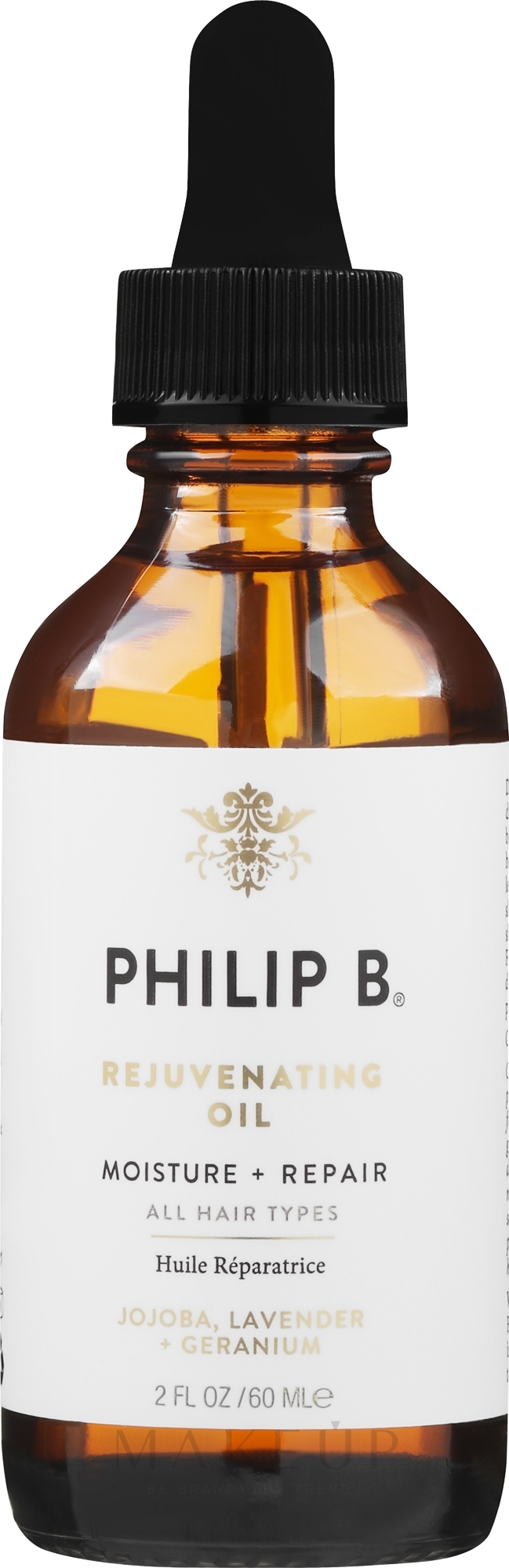 Verjüngendes Haaröl mit ätherischen Ölen aus Pflanzen, Nüssen und Blumen - Philip B Rejuvenating Oil — Bild 60 ml