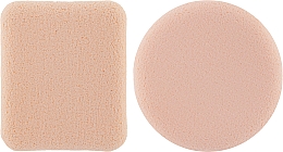 Düfte, Parfümerie und Kosmetik 2in1 Puderschwamm CS071 rund und eckig, beige - Cosmo Shop Sponge