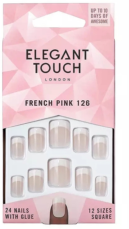 Falsche Fingernägel - Elegant Touch Natural French Pink 126 Short False Nails — Bild N1