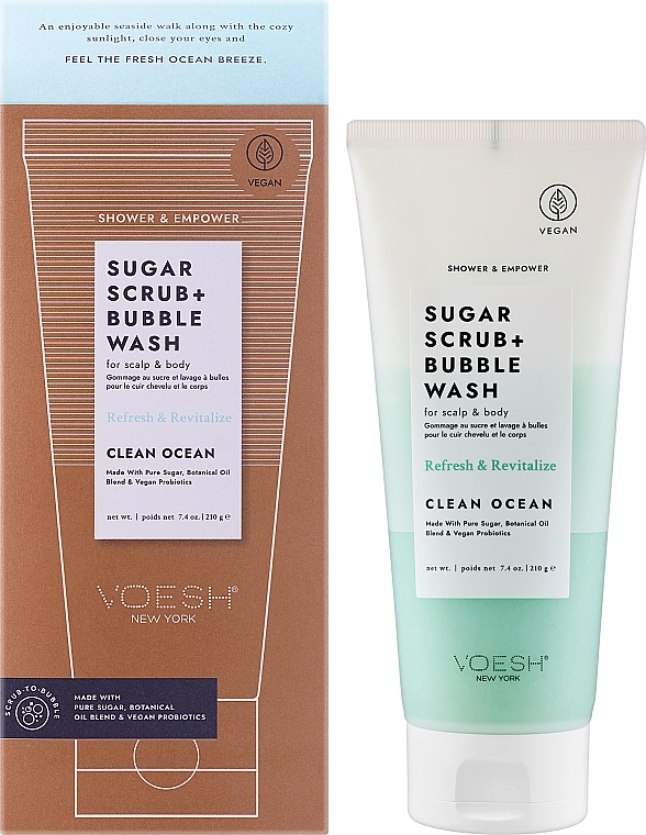 Zuckerpeeling für Kopfhaut und Körper Pure Ocean - Voesh Sugar Scrub+Bubble Wash Clean Ocean — Bild N2