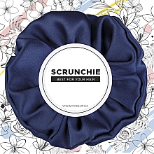 Scrunchie-Haargummi dunkelblau Satin Classic - MAKEUP Hair Accessories — Bild N1