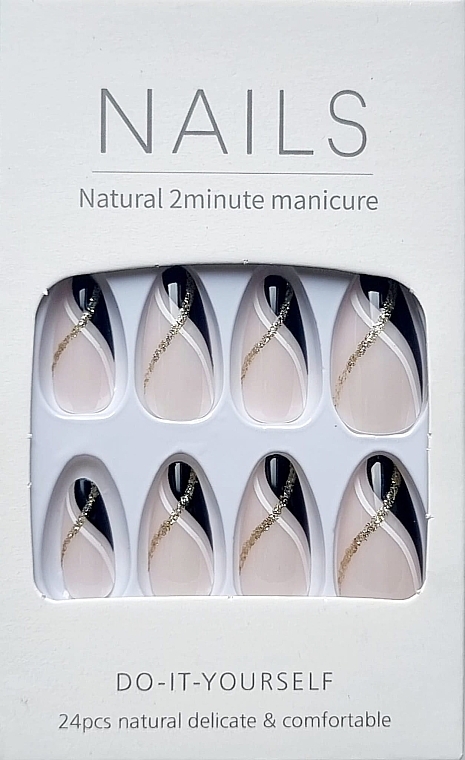 Künstliche Nägel Gold- und Weißfarben 24 St. - Deni Carte Nails Natural 2 Minutes Manicure — Bild N1