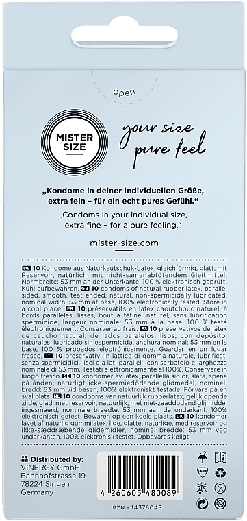 Kondome aus Latex Größe 53 10 St. - Mister Size Extra Fine Condoms — Bild N3