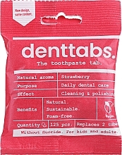 Zahnreinigungstabletten mit Erdbeere ohne Fluorid für Kinder - Denttabs Teeth Cleaning Tablets Kids Strawberry Fluoride Free — Bild N1