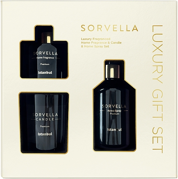 Nagellack-Set - Sorvella Perfume Home Fragrance Istanbul (diffuser/120ml + candle/170g + home/spray/250ml) — Bild N1