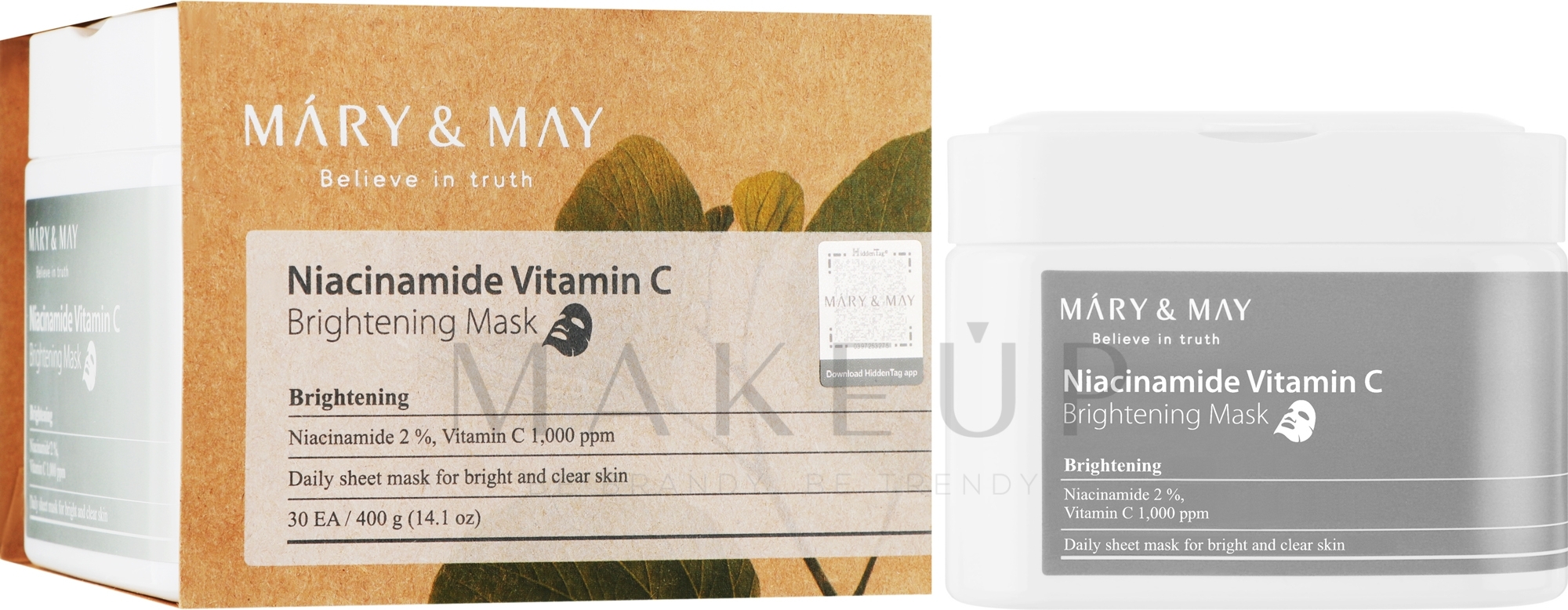 Tuchmaske mit Niacinamid und Vitamin C - Mary & May Niacinamide Vitamin C Brightening Mask — Bild 30 St.