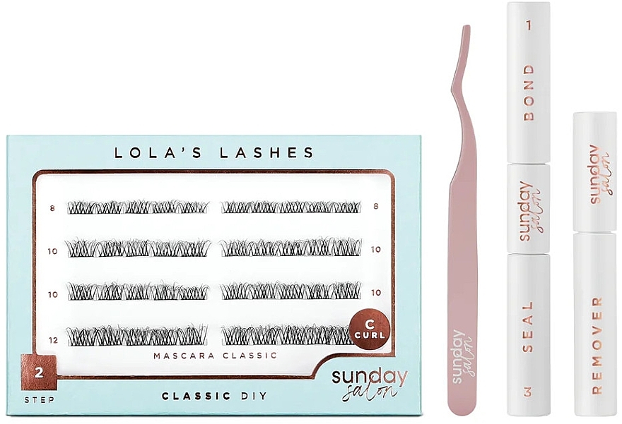 Make-up Set - Lola's Lashes Mascara Classic Diy Lash Extensions Starter Set (bond/seal/2x3.5ml + remover/4ml + eyelashes/40pcs + applicator/1pcs) — Bild N1