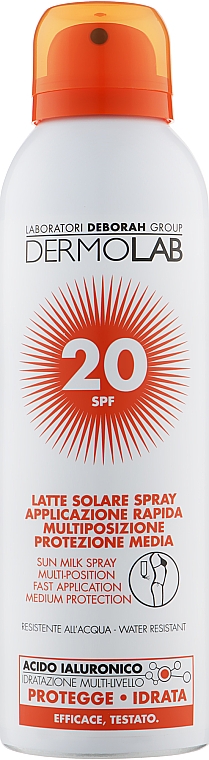 Wasserfestes Sonnenschutzmilch-Spray LSF20 - Deborah Dermolab Sun Milk Spray SPF20 — Bild N1