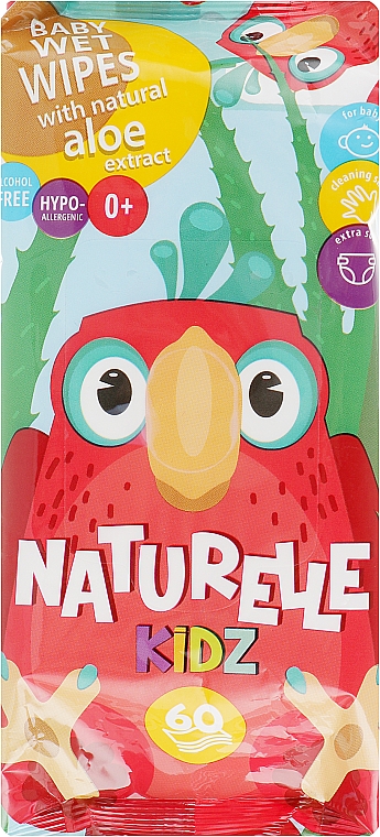 Feuchttücher für Kinder mit Aloe Vera 60 St. - Naturelle KidzAloe Vera Wet Wipes — Bild N1