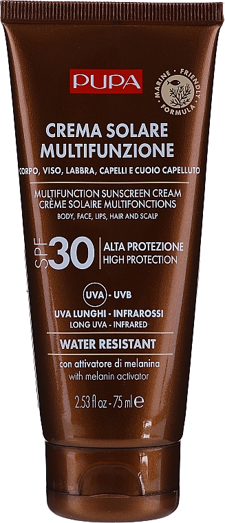 Feuchtigkeitsspendende Sonnenschutzcreme für Körper, Gesicht, Haar und Kopfhaut SPF 30 - Pupa Multifunction Sunscreen Cream — Bild N1