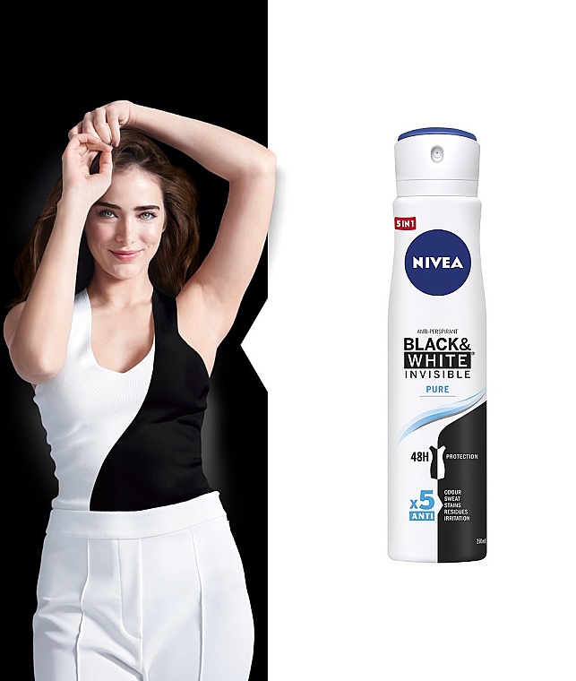 Deo Spray Antitranspirant - NIVEA Black & White Invisible Pure Fashion Edition 48H Protection — Bild N6