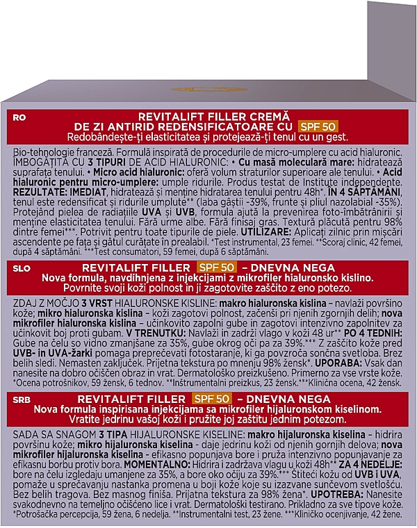 Anti-Falten Tagescreme mit Hyaluronsäure SPF 50 - L’Oreal Paris Revitalift Filler [HA] — Bild N4