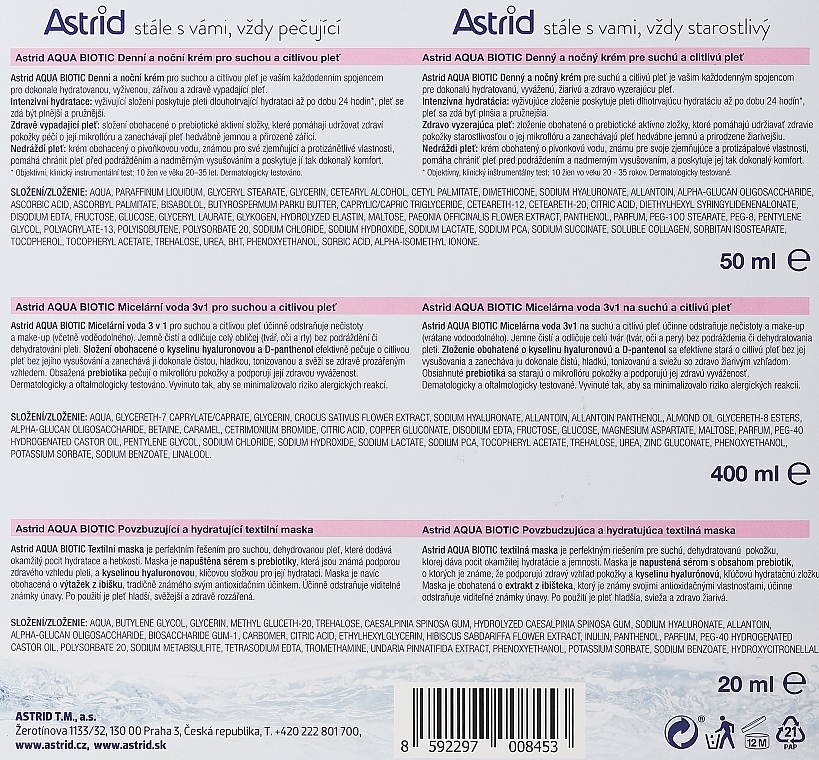 Set - Astrid Aqua Biotic Tripack (f/cr/50ml + micc/wat/400ml + f/mask/20ml) — Bild N3