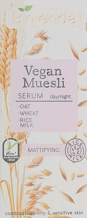 Mattierendes Gesichtsserum mit Weizenkeimöl, Haferextrakt und Reismilch - Bielenda Vegan Muesli Serum