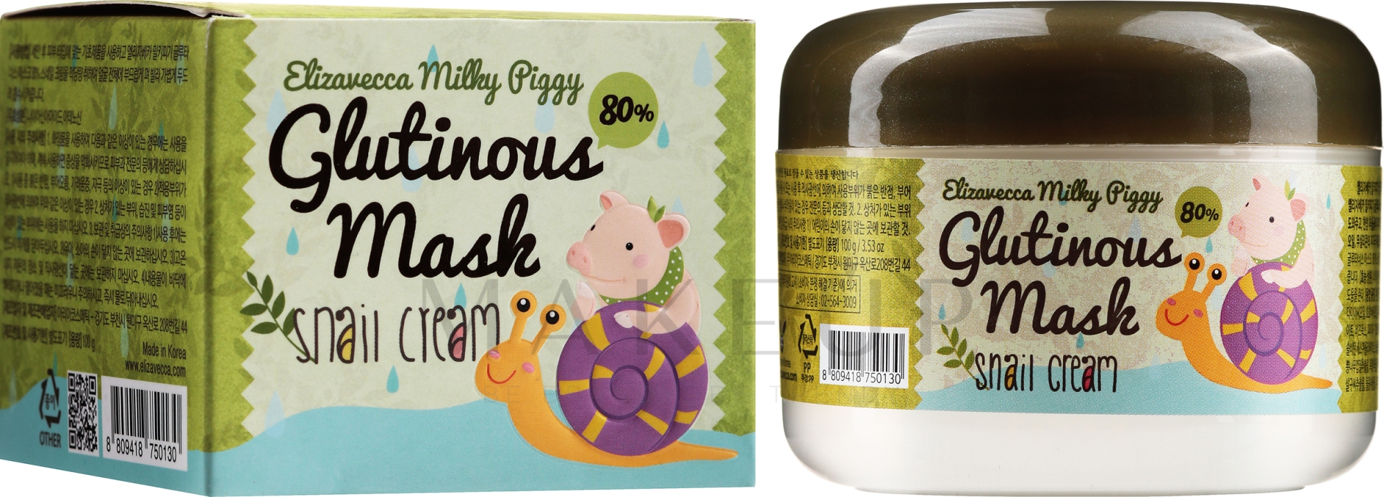 Creme-Maske für die Nacht mit Schneckenschleim - Elizavecca Face Care Milky Piggy Glutinous Mask 80% Snail Cream — Bild 100 g