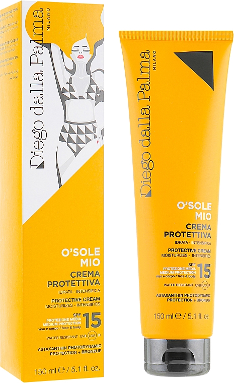 Feuchtigkeitsspendende wasserfeste Sonnenschutzcreme für Gesicht und Körper SPF 15 - Diego Dalla Palma O'Solemio Protective Cream SPF15 — Bild N1