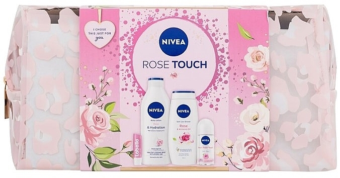 Set - NIVEA Rose Touch (lip/balm/4.8g + sh/gel/250ml + deo/50ml + lot/400 + bag) — Bild N1