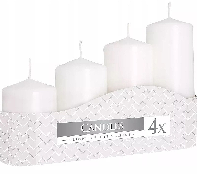 Zylindrische Kerzen weiß 4 St. - Bispol — Bild N1