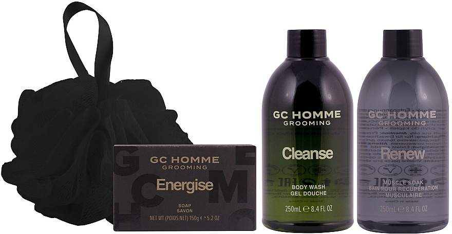 Set - Grace Cole GC Homme Grooming Full Body Cleanse (Duschgel 250ml + Badeschwamm 1 St. + Seife 150g + Muskelbad 250ml) — Bild N3