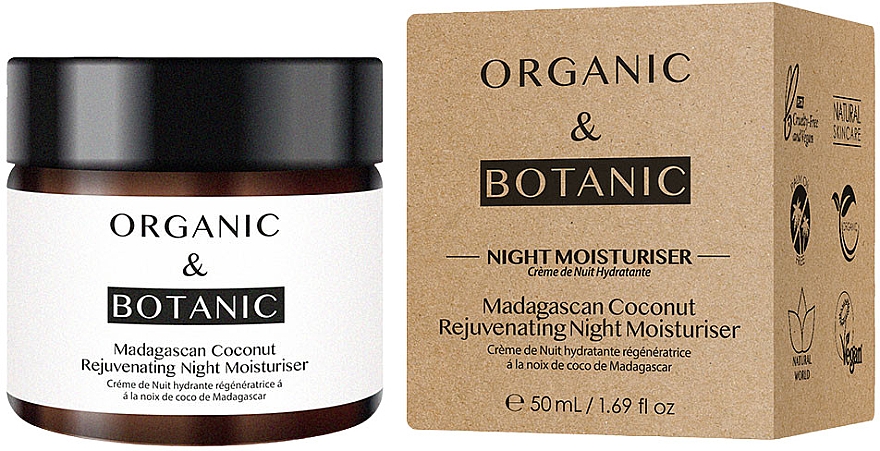 Feuchtigkeitsspendende Gesichtscreme für die Nacht - Organic & Botanic Madagascan Coconut Rejuvenating Night Moisturiser — Bild N1