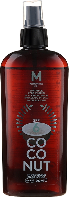 Bräunungsöl mit Kokosnuss SPF 6 - Mediterraneo Sun Coconut Suntan Oil Dark Tanning SPF6 — Bild N1