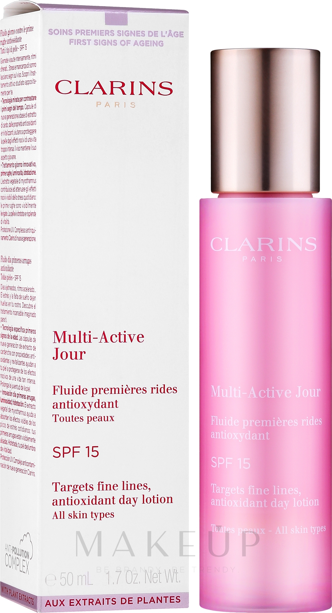 Antioxidative Tageslotion für alle Hauttypen - Clarins Multi-Active Antioxidant SPF15 Day Lotion — Bild 50 ml