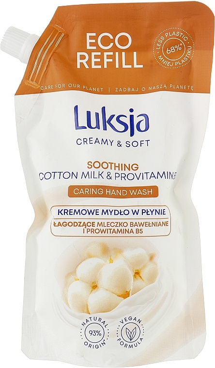 Flüssige Handseife mit Baumwollextrakt - Luksja Creamy & Soft Cotton milk & Provitamin B5 Hand Wash (Doypack) — Bild N1