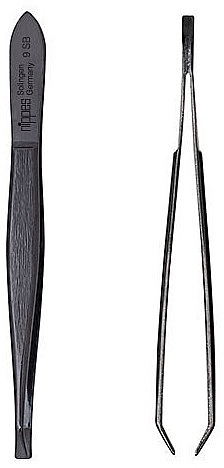 Pinzette gebogen schwarz 9 cm  - Nippes Solingen Tweezer 9SB  — Bild N1