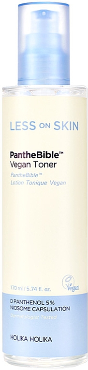 Feuchtigkeitsspendendes und beruhigendes Gesichtswasser - Holika Holika Less On Skin PantheBible Vegan Toner — Bild N1