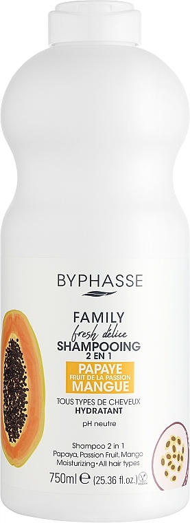 2in1 Shampoo mit Papaya, Passionsfrucht und Mango - Byphasse Family Fresh Delice Shampoo — Bild N1