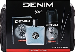 Düfte, Parfümerie und Kosmetik Denim Black - Duftset (After Shave/100 ml + Deo Spray/150 ml + Kosmetiktasche)