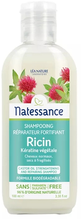 Haarshampoo mit Rizinusöl und pflanzlichem Keratin - Natessance — Bild N1