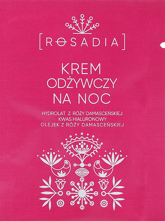 Nährende Gesichtscreme für die Nacht - Rosadia Face Night Cream (Probe)  — Bild N1