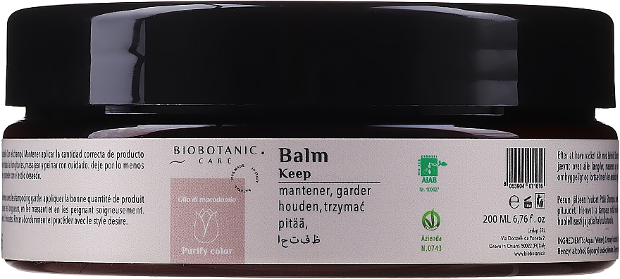 Haarspülung-Maske mit Aloe-Saft für gefärbtes Haar - BioBotanic Purify Color Keep Balm — Bild N1