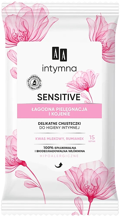 Sanfte Tücher für die Intimhygiene 15 St. - AA Intimate Sensitive Delicate Hygiene Wipes — Bild N1