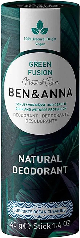 Deodorant auf Basis von Soda Grüne Verschmelzung (Karton) - Ben & Anna Natural Care Green Fusion Deodorant Paper Tube — Bild N1